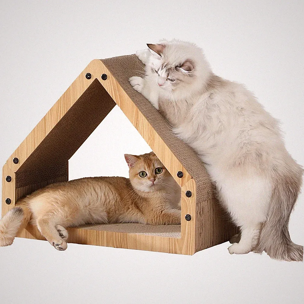 Kratzbrett Katzen, Extralange 42 cm Hausform Kratzpappe für Katzen, Cat Scrat...