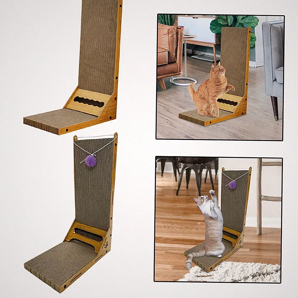 Kratzbrett Katzen Kratzunterlage Liegematte Kratzbett Aus Wellpappe Und Holz Zur