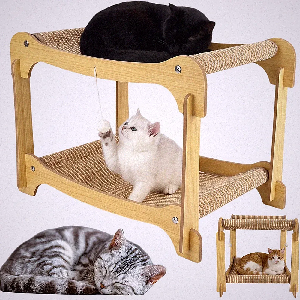 Kratzbrett Katzenkratzbaum Kratzpappe Liege Katzenbett 2 Ebenen Katzenbett