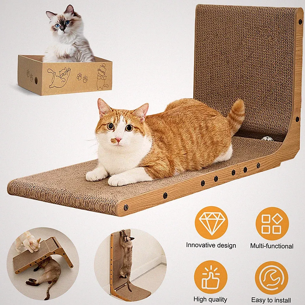 Kratzbrett Kratzpappe für Katzen Katzenspielzeug Kratzbaum Kratzmöbel L-Förmig