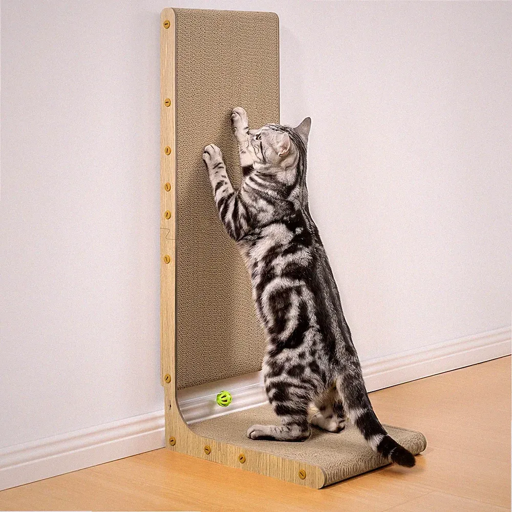 Kratzpappe Katzen Wandmontage Pappe Möbelschutz Holzmaserung 2 Stück 75 cm