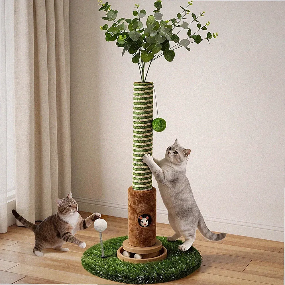 Kratzsäule für Katzen 100 cm Hoch mit Spielzeug Kratzbaum Klein Katzenmöbel
