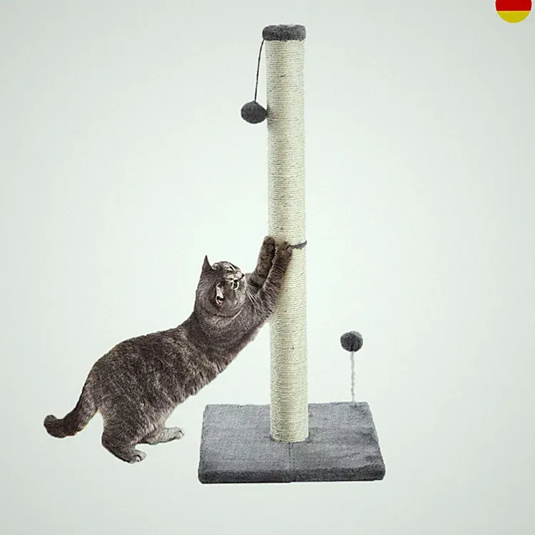 Kratzsäule für Katzen Kratzbaum 80cm mit hängendem Ball weicher Plüsch, Haustier