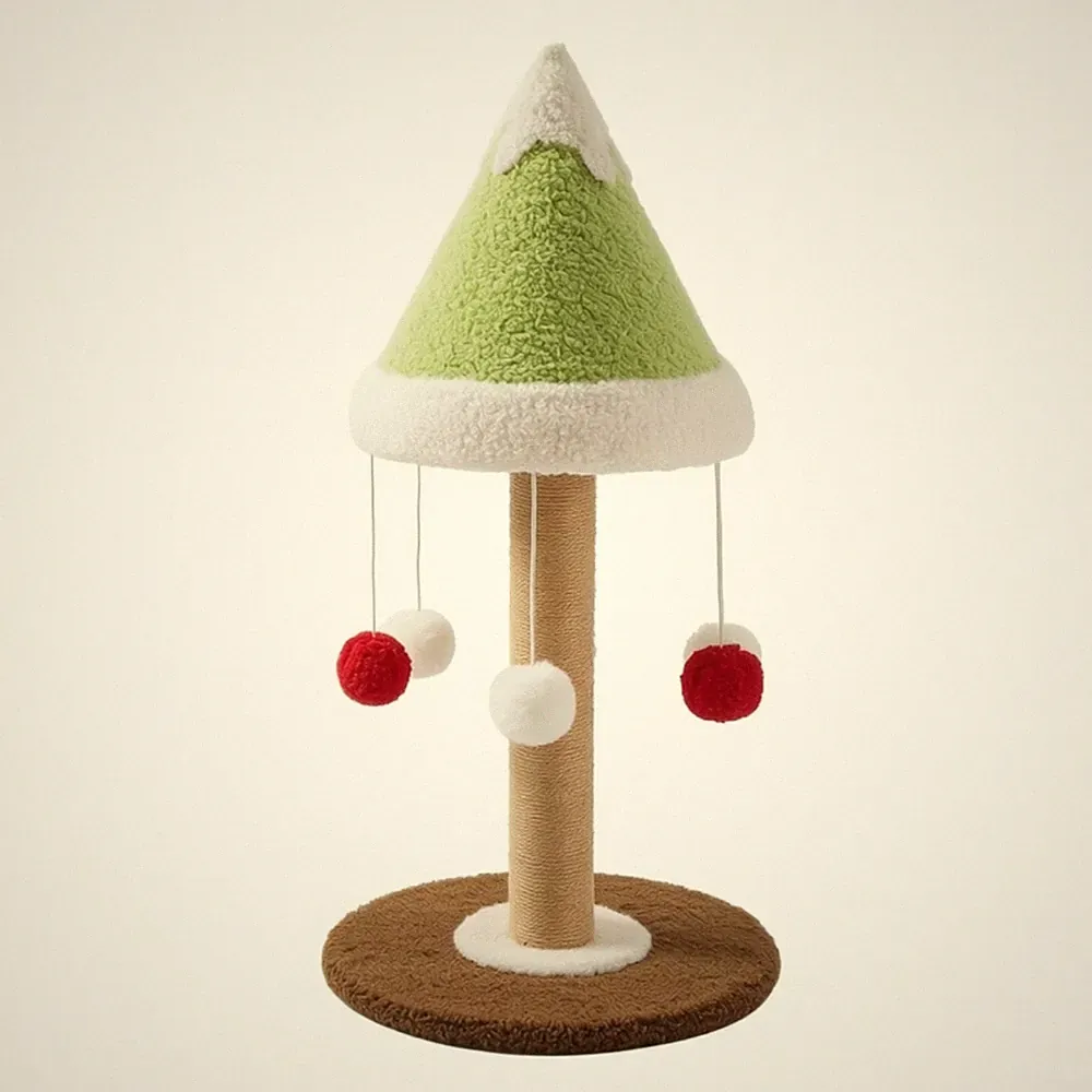 Kratzsäule mit Spielbällen platzsparend Katzenbaum interaktiv für Wohnzimmer