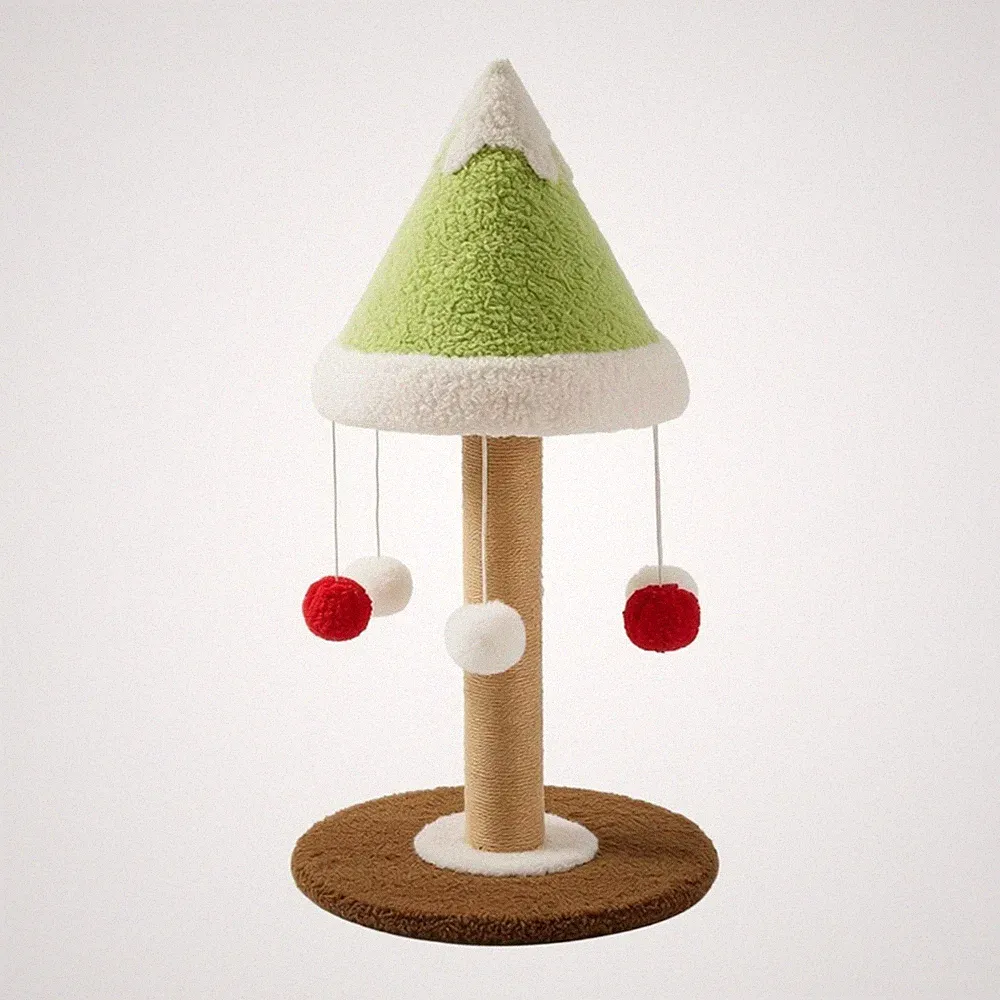 Kratzsäule mit Spielbällen platzsparend Katzenbaum kompakt für Wohnung