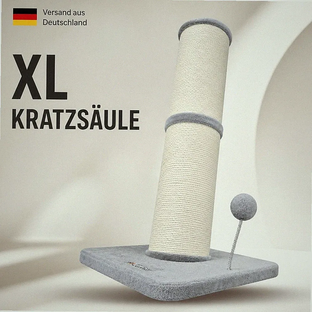 Kratzsäule XL Katzen Kratzbaum Sisalstamm Katzenbaum Groß 85cm Grau