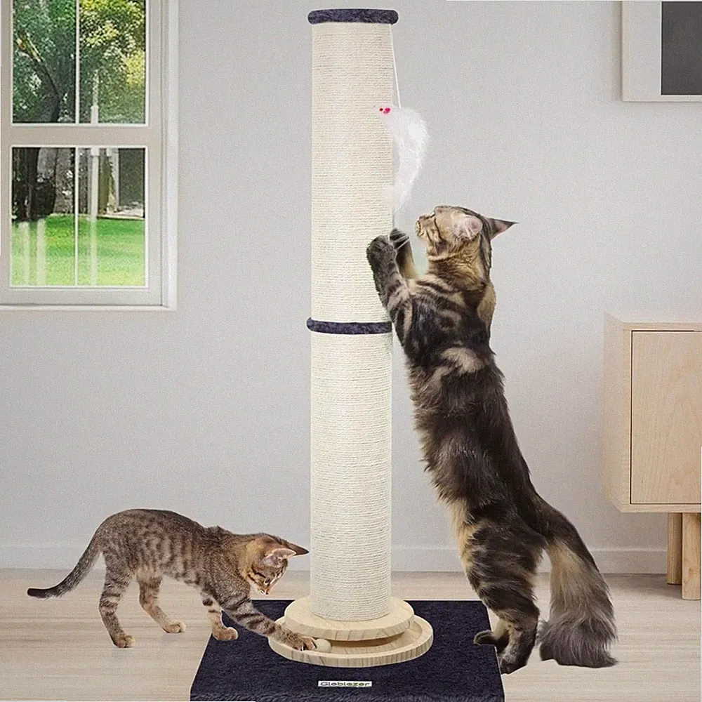 Kratzstamm XXL, Kratzsäule Groß Stabil hoch 90 cm & 50 cm 2 IN 1 mit Plüsch K...