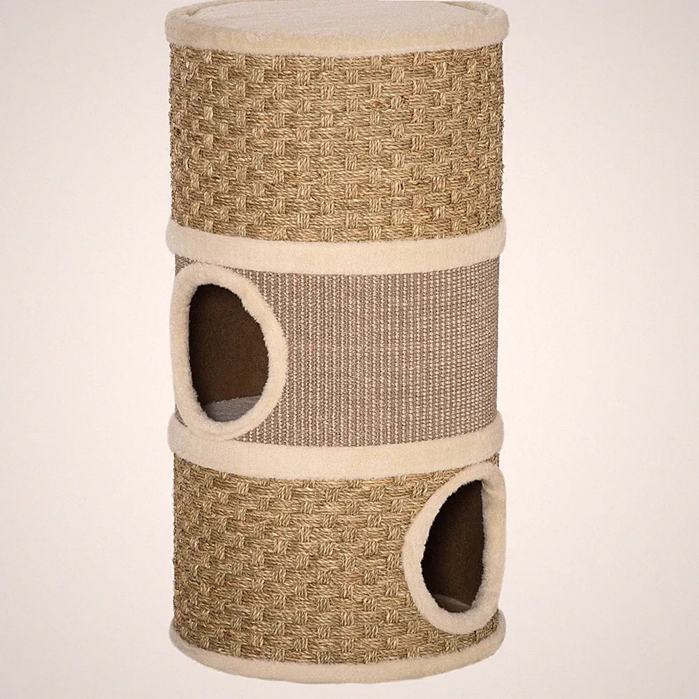 Kratztonne, Höhe 70 cm für katzen 3 Ebenen Katzenbaum Kletterbaum Sisal