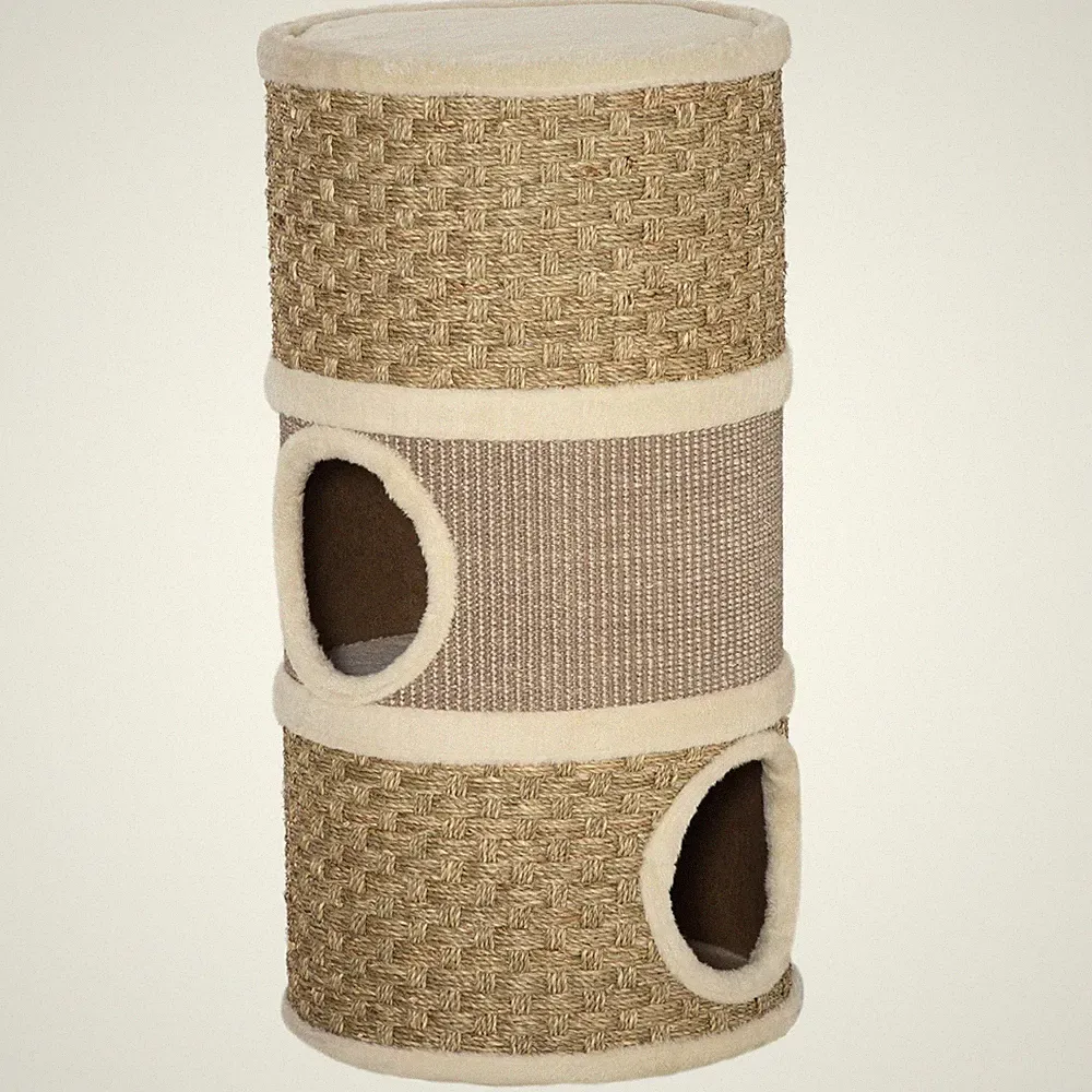 Kratztonne, Höhe 70 cm für katzen 3 Ebenen Katzenbaum Kletterbaum Sisal