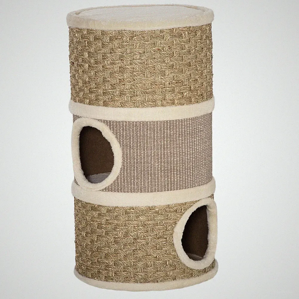 Kratztonne, Höhe 70 cm für katzen 3 Ebenen Katzenbaum Kletterbaum Sisal
