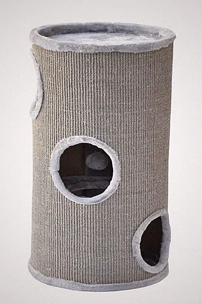 Kratztonne Kratzbaum Spieltonne Klettertonne Condo 70 cm x 37 cm x 37 cm grau