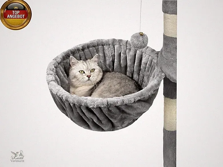 Liegemulde für Kratzbaum, Katzenbett, Ø 40 cm, Tiefe 25 cm, Hellgrau | S