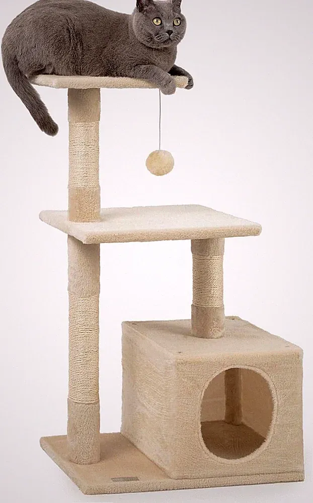 Lionto Kratzbaum Für Katzen Mit Höhle Und Plüschball Inkl. Glöckchen, Höhe 85 Cm