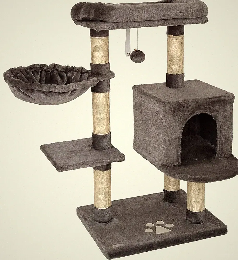 Lionto Kratzbaum Für Katzen Mit Plüschball Inkl. Glöckchen & Wandhalterung, Höhe