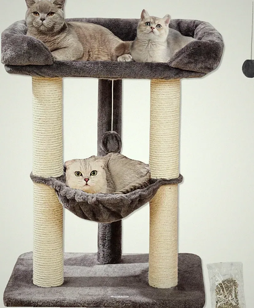 Luxuriöser Kratzbaum für große Katzen - 71 cm hoch, Sisal-Kratzstamm, weiches...