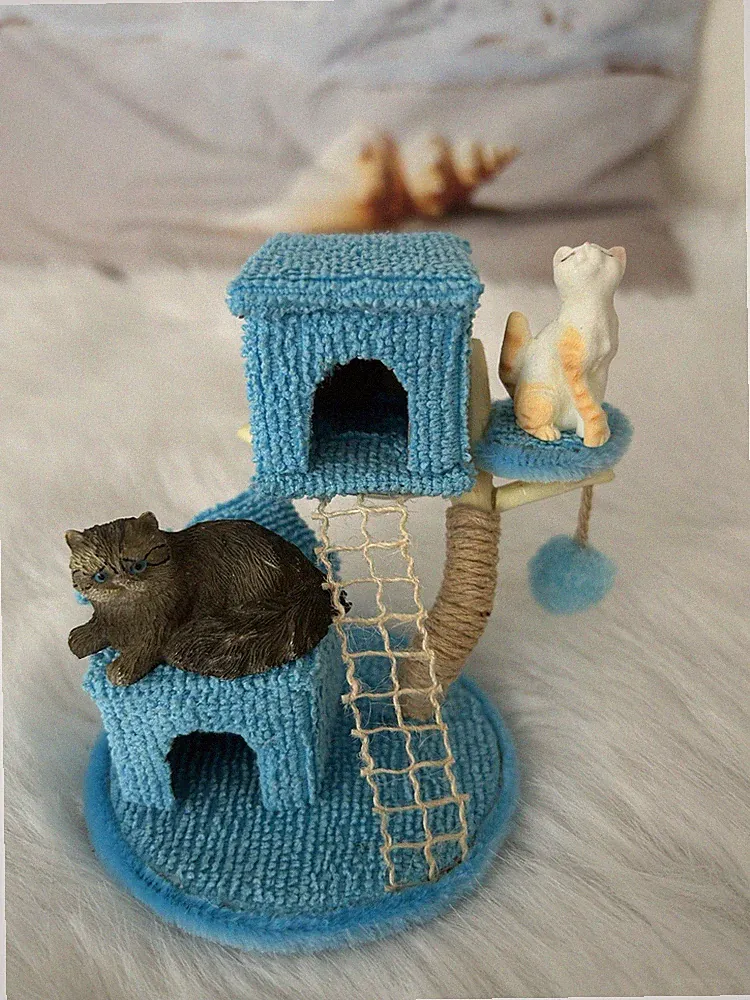Mini-Katzenkratzbaum für Puppenhaus,Deco,Puppenstube, Zubehör