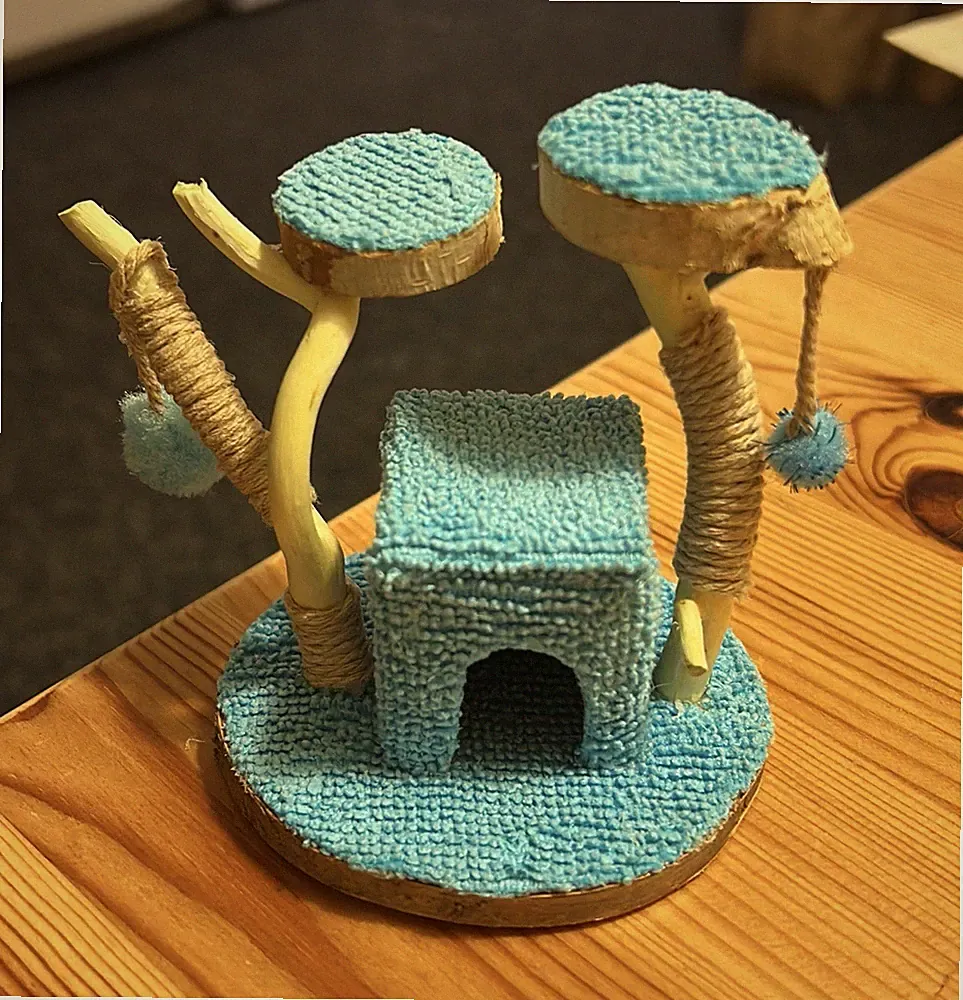Mini-Katzenkratzbaum für Puppenhaus,Deko, Puppenstube
