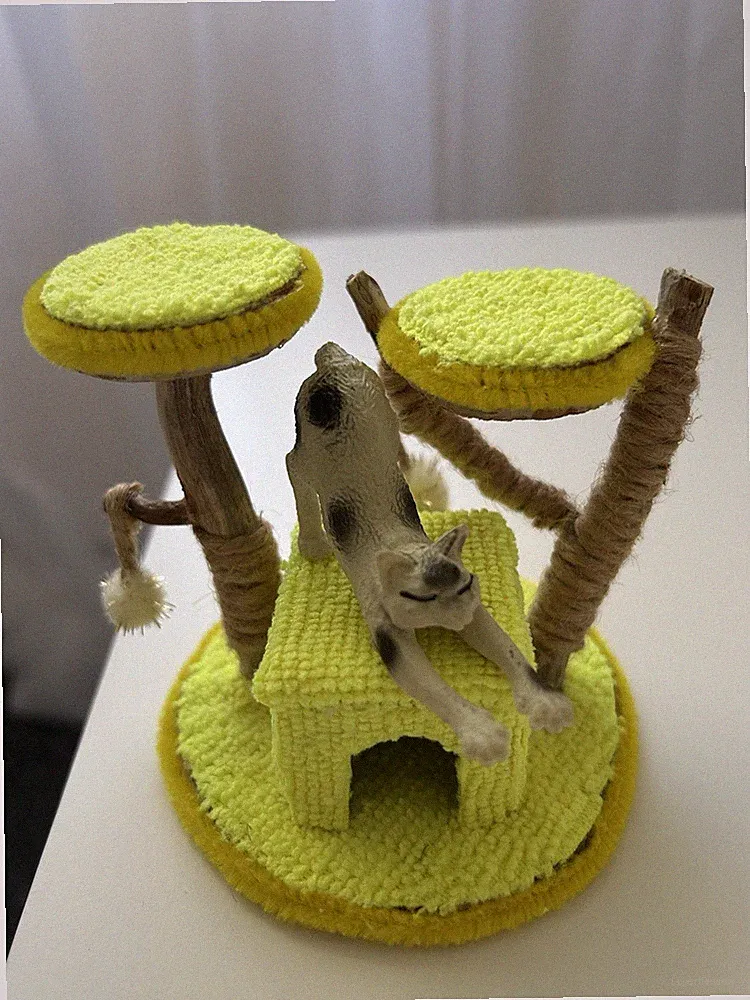 Mini-Katzenkratzbaum für Puppenhaus, Puppenstube, Deko, Zubehör