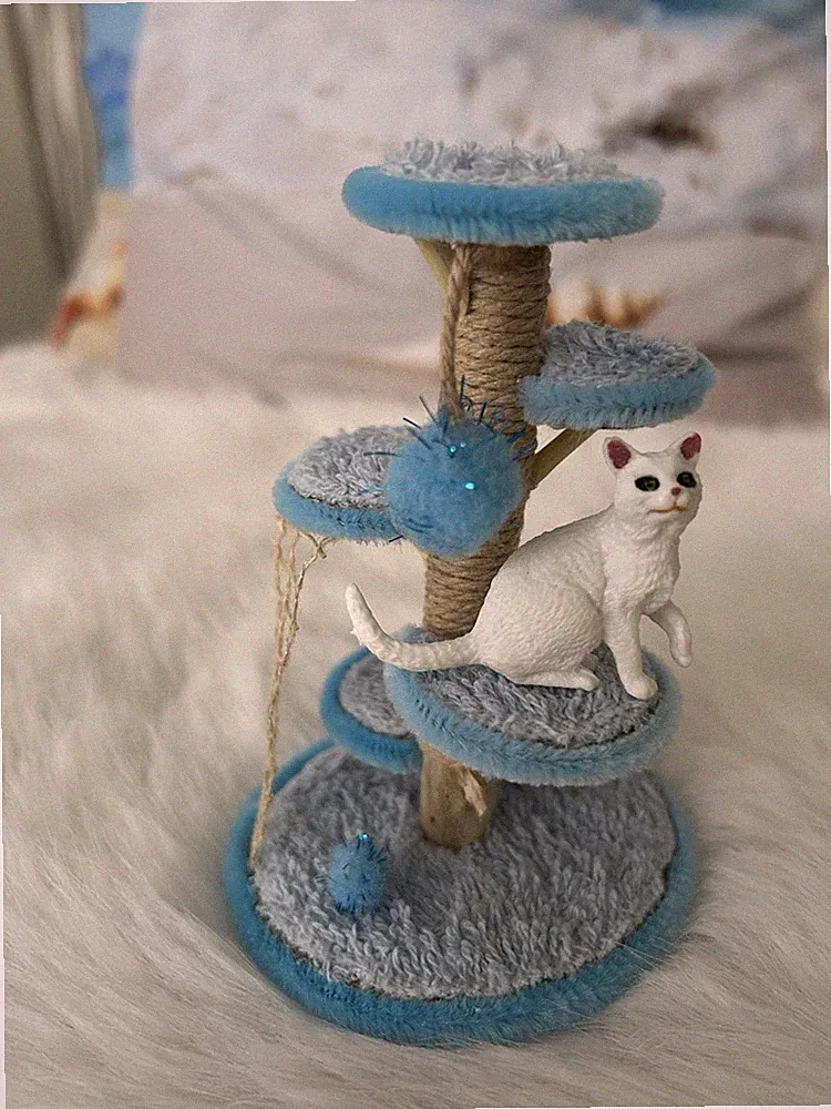 Mini-Katzenkratzbaum für Puppenhaus, Puppenstube, Zubehör, Deco
