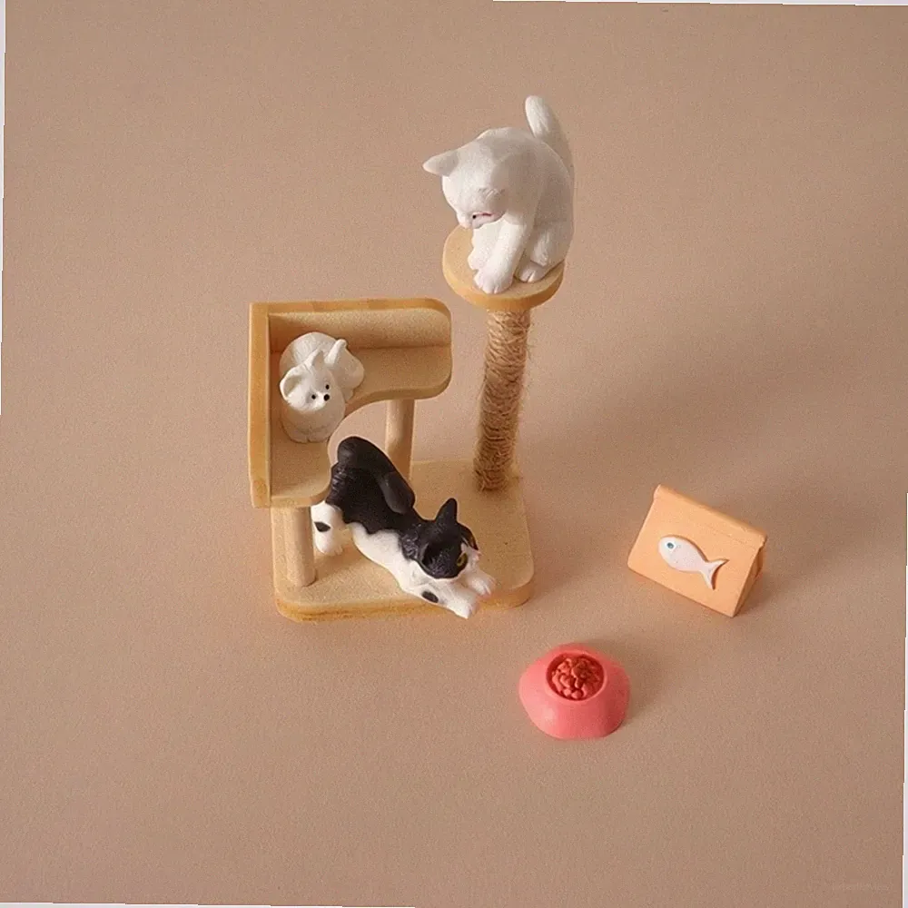 Miniatur-Kratzbaum aus Holz Dekorativ Miniatur-Katzenbaum mini für Fotografie