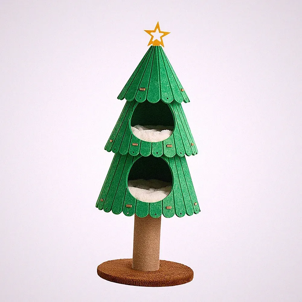 Moderner Katzenbaum mit Kratzbaum, Krallenschleiffunktion, Gemütlichem
