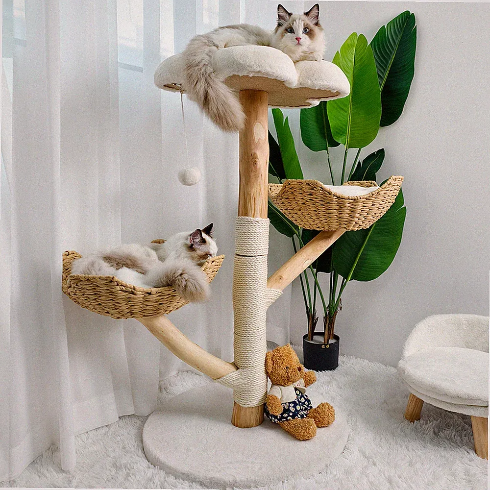 Moderner Katzenbaum Turm Holz Katzenturm Schwerlast Katzenbäume für große Katzen