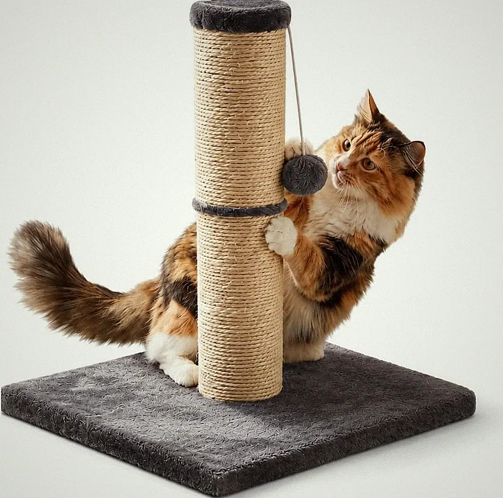 Moderner Katzenkratzbaum, stabile Plüsch Katzenmöbel, starke vertikale Stange