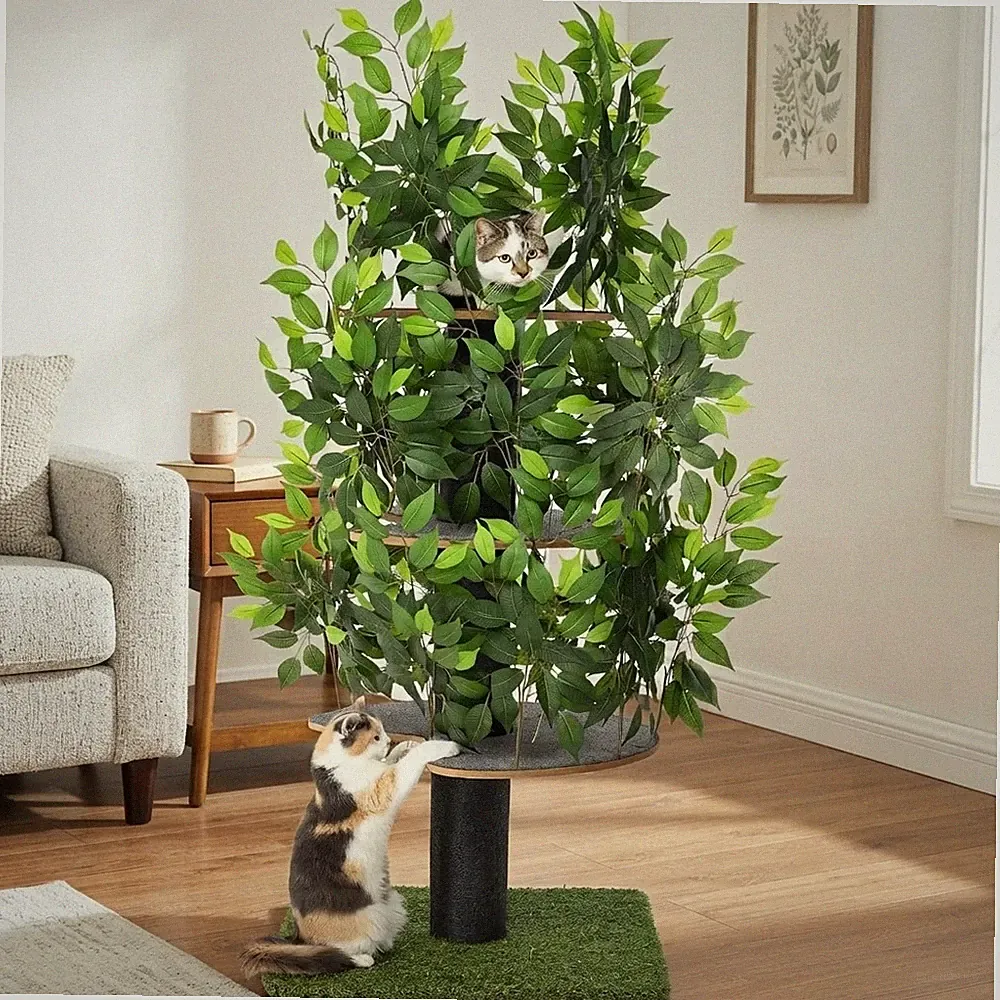 Moderner Kratzbaum: Patentierter Kratzbaum & mehrstufiges Versteck für Katzen