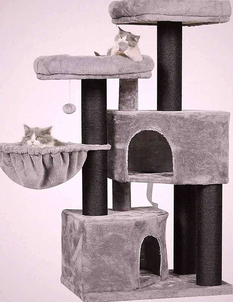 MSmask Kratzbaum Rascador grande XXL für Katzen mit 2 Höhlen, 2