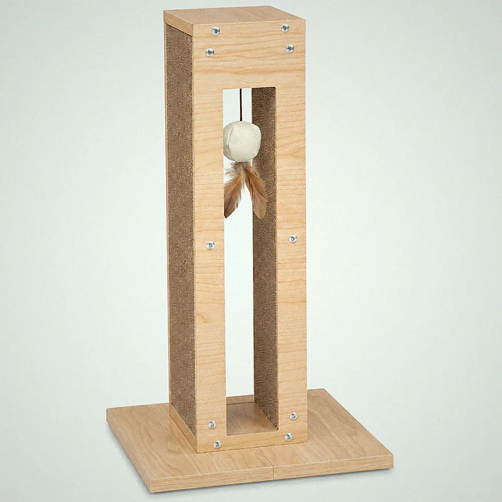 Navaris Kratzbaum Kratzstamm Kratzsäule Katzenbaum mit Spielzeug 61,5 cm Braun