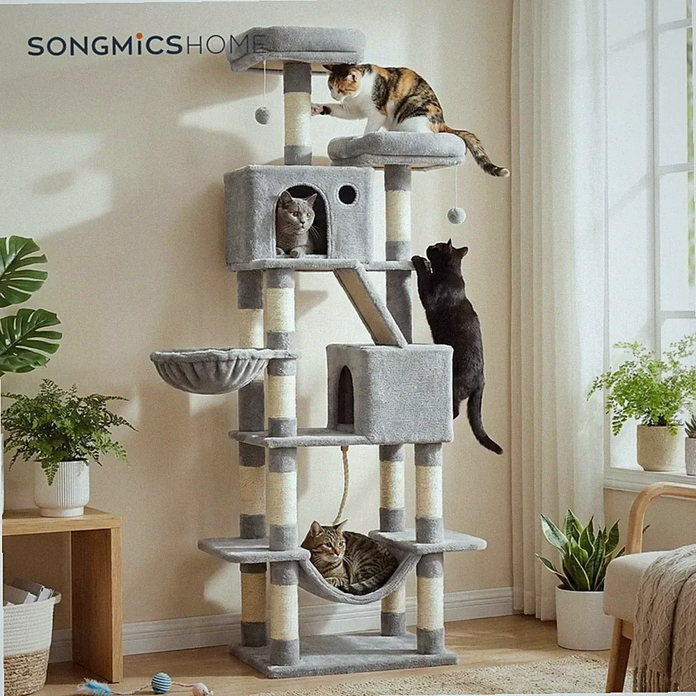 NEU & OVP – Feandrea 206 cm XXL Katzenbaum Kratzbaum Katzenturm - Grau
