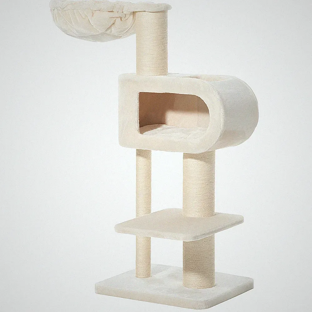 Nobby Katzen Kratzbaum Tove cream 128 cm Sisal weich Kuschelhöhle 58x48 cm