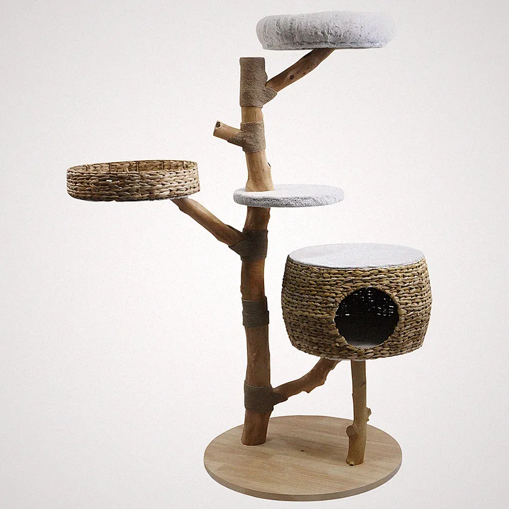 Nobby Kratzbaum Arbo cream 70x70x150 cm für Katzen mit Kuschelhöhle Plüsch