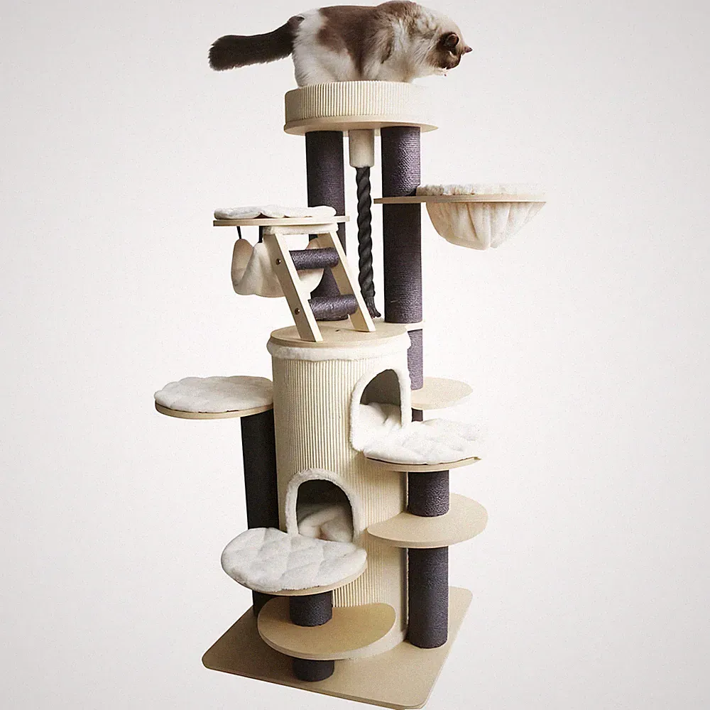 Nobby Kratzbaum Crio cream 70x70x160cm für Katzen mit Höhle, Sisal, Leiter