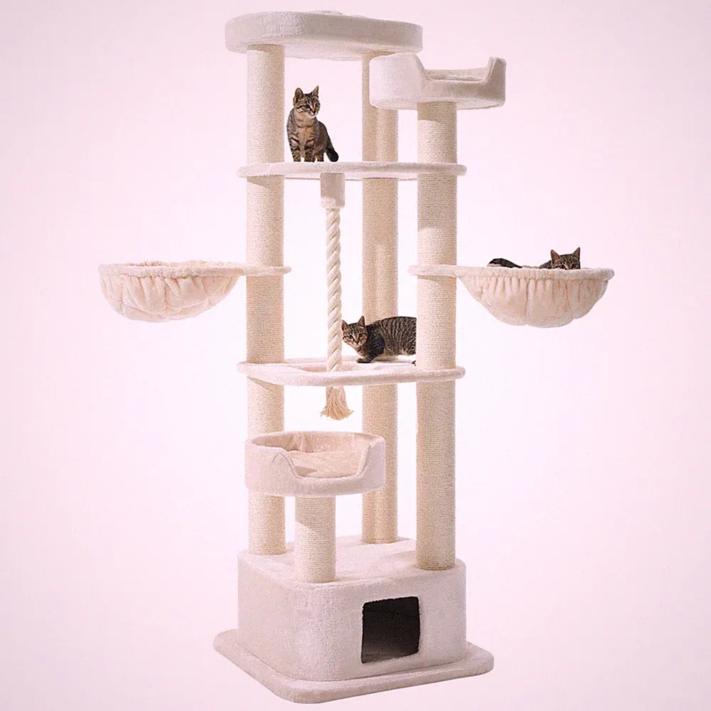Nobby Kratzbaum Musan cream 203cm für Katzen, sisal, 70x70cm, Spielplatz