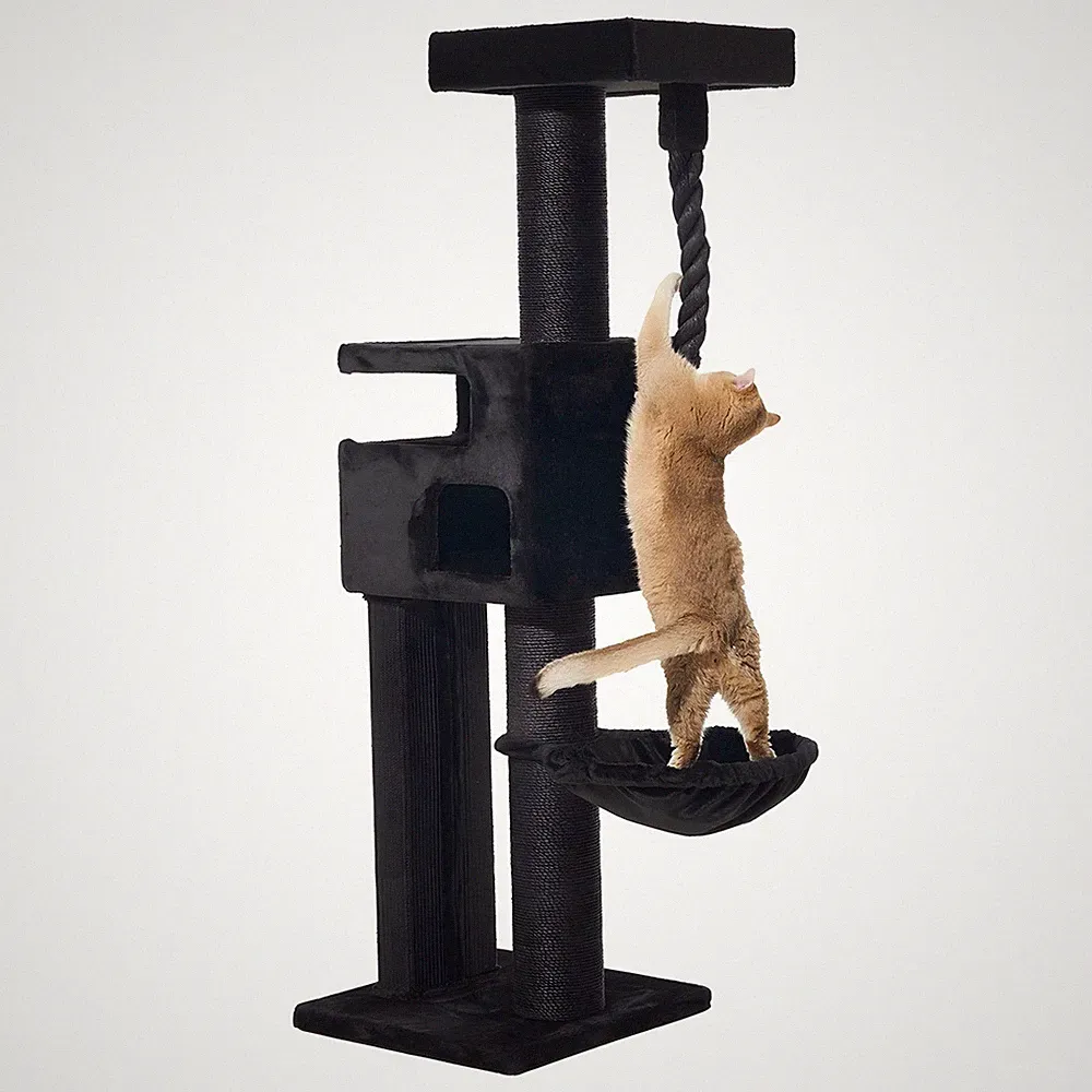 Nobby Kratzbaum Yoan schwarz für Katzen 50x50 cm, Höhe 167 cm, Sisal