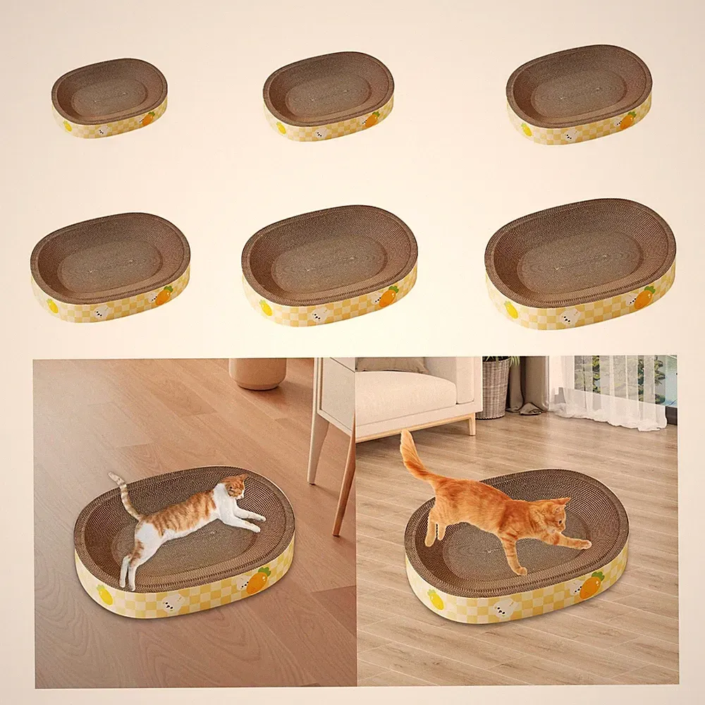 Ovaler Katzenkratzbaum, 2 in 1, Trainingsspielzeug, Atmungsaktiv