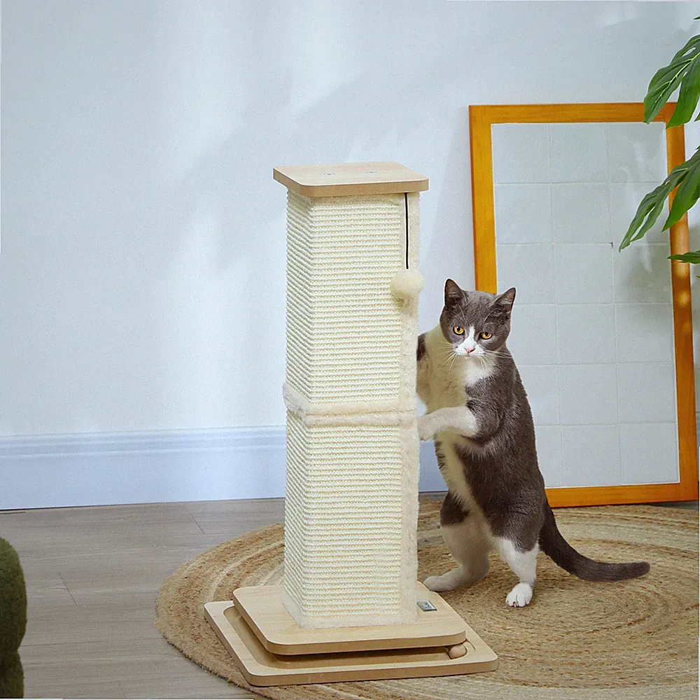 PawHut 3-in-1 Kratzstamm, 67cm Kratzsäule, Sisal-Katzenkratzbaum mit Spielball