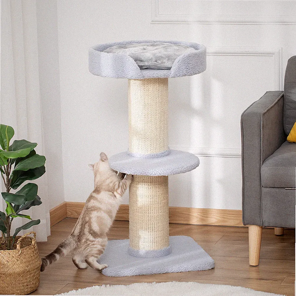PawHut Katzenbaum Spielbaum Kratzstamm mit Plattform Sisal Plüsch 3 Farbe