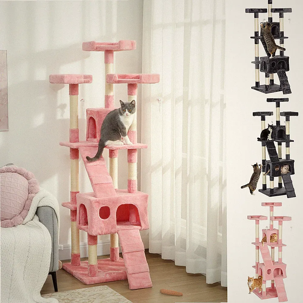 PawHut Katzenbaumkratzer Activity Center, Eigentumswohnung Kratzbaum Spielzeug Bett
