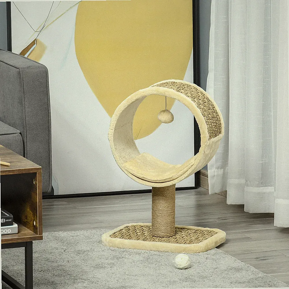 PawHut Katzenkratzbaum Klein Katzenspielzeug Katzenbaum Katzen-Spiel-Stamm Jute