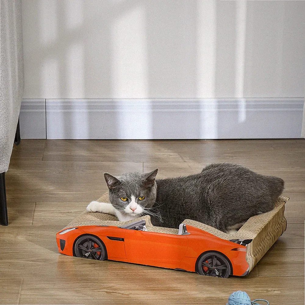 PawHut Katzenkratzer in Autoform 2 in 1 mit Katzenminze, rot