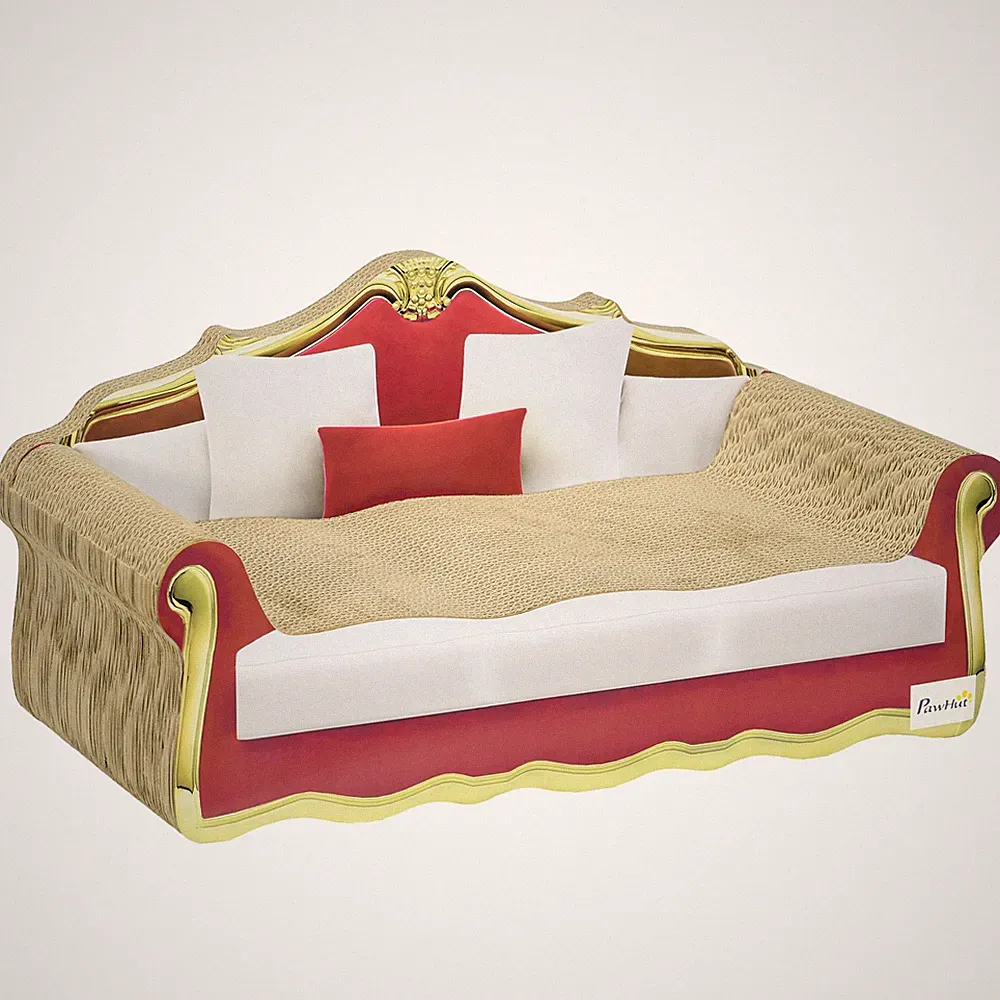 PawHut Katzenkratzer Lounge Sofa Pappe mit Katzenminze, 58 x 29,5 x 29 cm