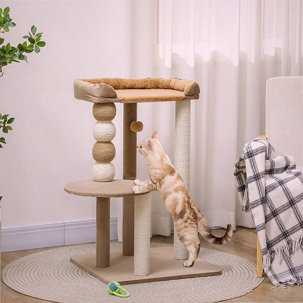 PawHut Kratzbaum 86 cm Katzenbaum mit Spielball für Katzen bis 7 kg Kaffee