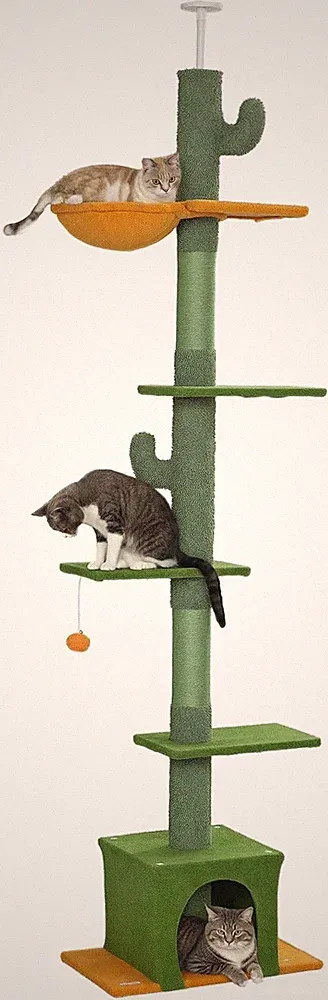 Pawhut Kratzbaum Deckenhoch, Katzenbaum, 230-275 Cm Katzenkratzbaum Mit Katzenhö