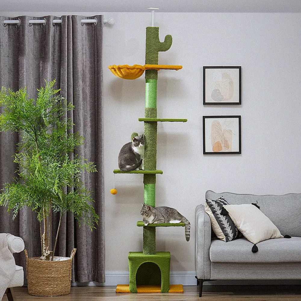 PawHut Kratzbaum Deckenhoch Katzenbaum 230-275cm Katzenkratzbaum mit Katzenhöhle