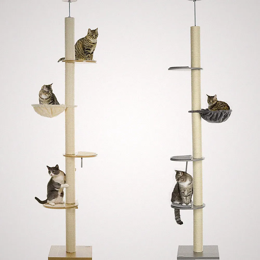 PawHut Kratzbaum, Katzenbaum Deckenhoch, Katzenkratzbaum, Höhenverstellbar