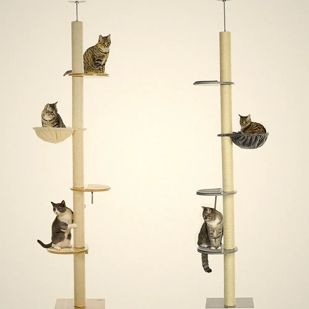 PawHut Kratzbaum, Katzenbaum Deckenhoch, Katzenkratzbaum, Höhenverstellbar