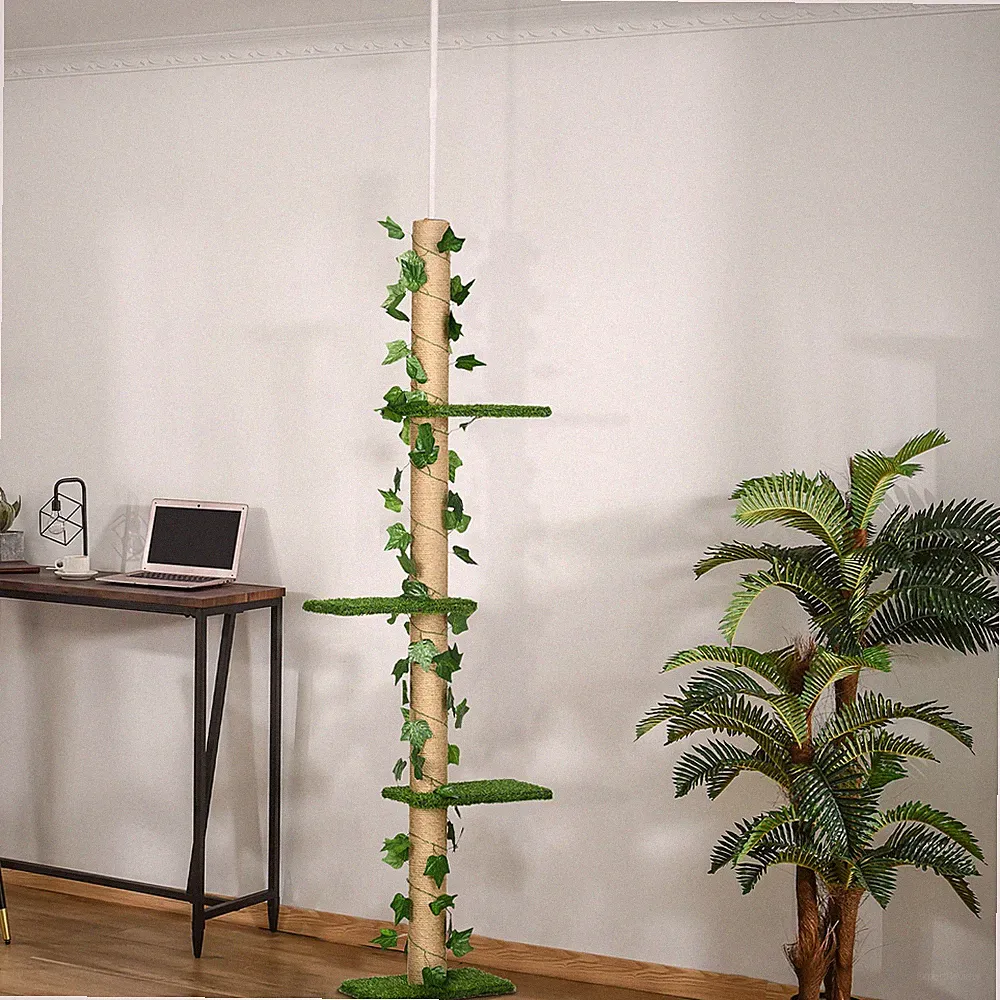PawHut Kratzbaum, Katzenkratzbaum Deckenhoch, 202-242 cm, Höhenverstellbar