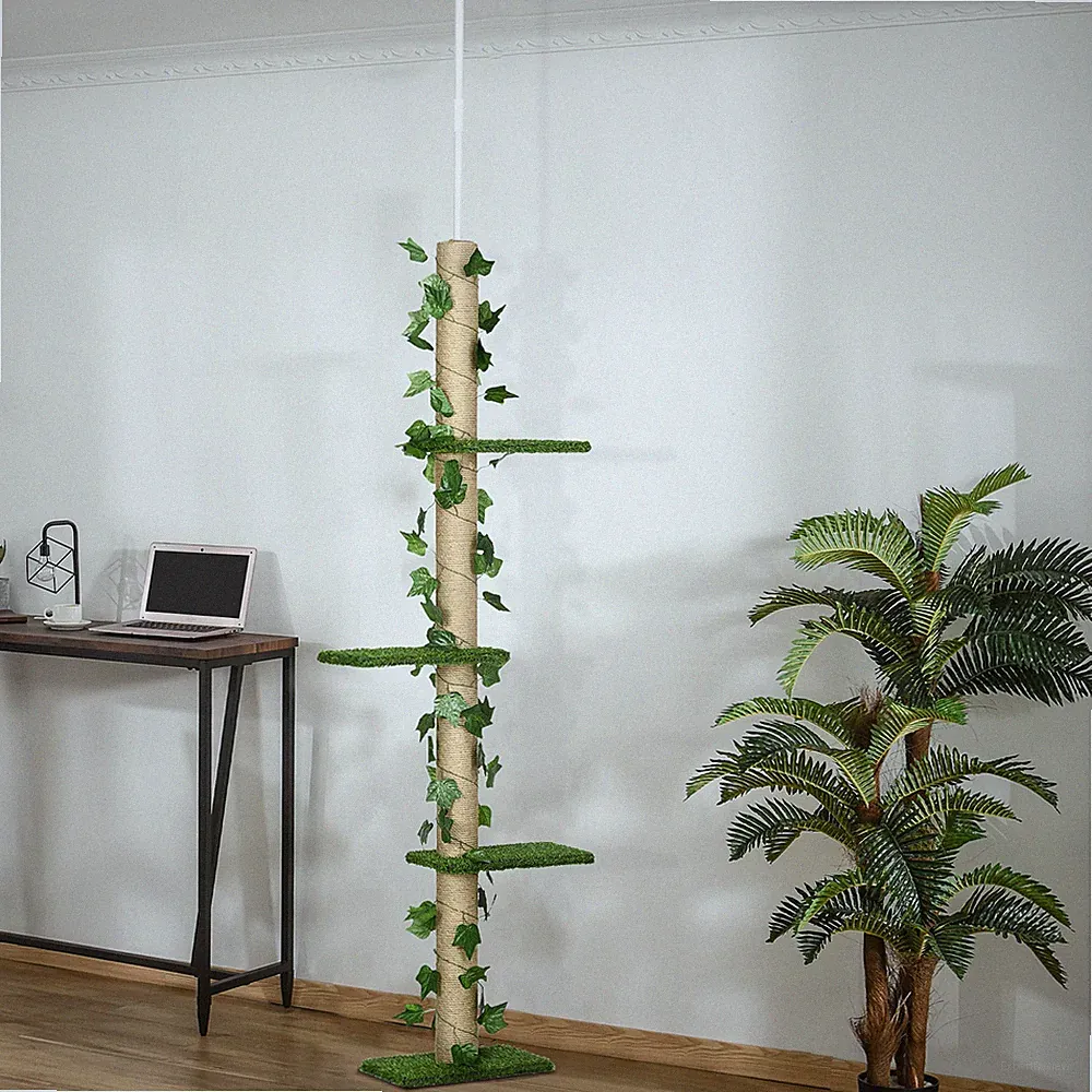PawHut Kratzbaum, Katzenkratzbaum Deckenhoch, 202-242 cm, Höhenverstellbar